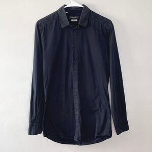 Dolce & Gabbana GOLD Button-Down Shirt‎ Mens 15/38 Washed Black Classic Evening